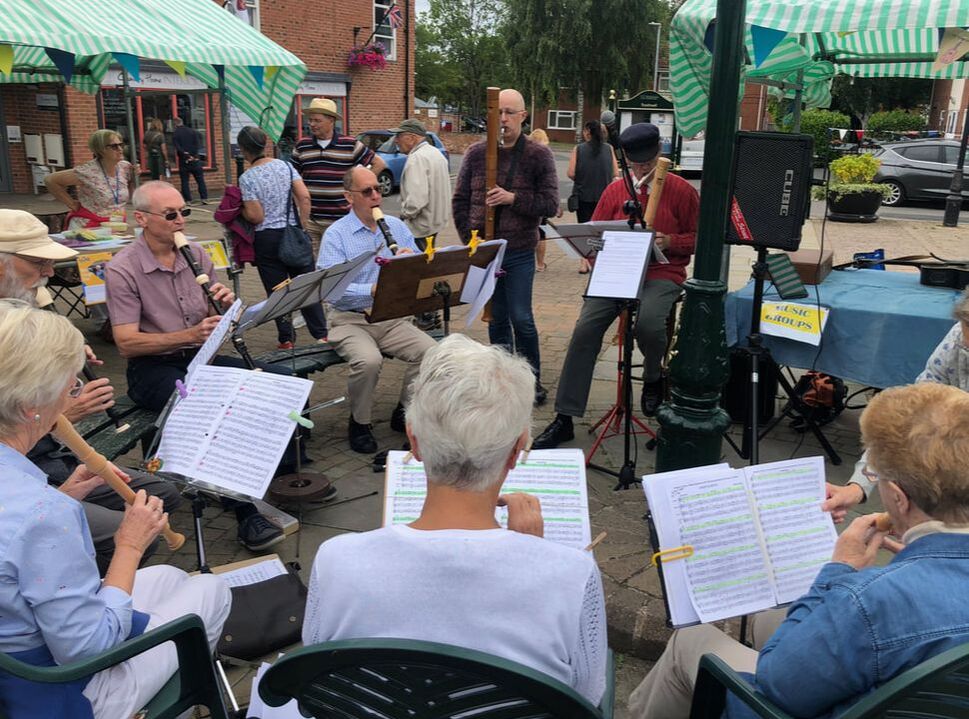 Picture of us playing at the Southwell U3A Open Day, August 2021